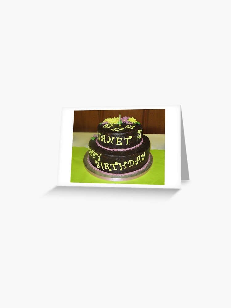 Carte De Vœux Gateau D Anniversaire Au Chocolat Janet 21 Par Bluemoonrose Redbubble