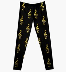 Gold Black Clef Hinweis Faux Folie Hintergrund Leggings