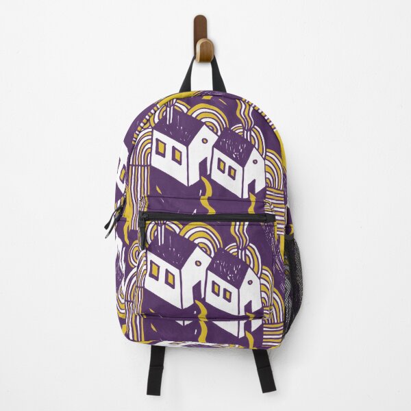 Item preview, Twin Houses at Winter in Purple on Ocher board designed and sold by Istvan Ocztos.