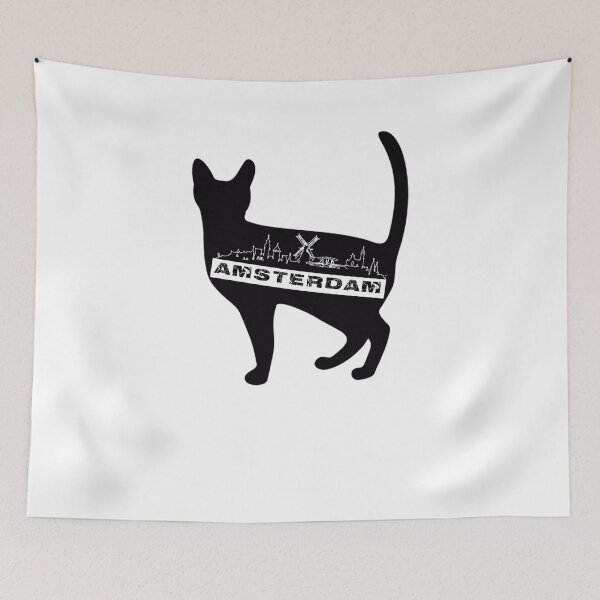 Item preview, amsterdam skyline cat designed and sold by ishako online.