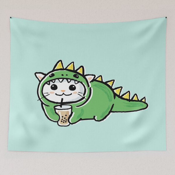 Item preview, Boba Dino Kawaii Cat / Bubble Tea Cute Cat designed and sold by coolintent.
