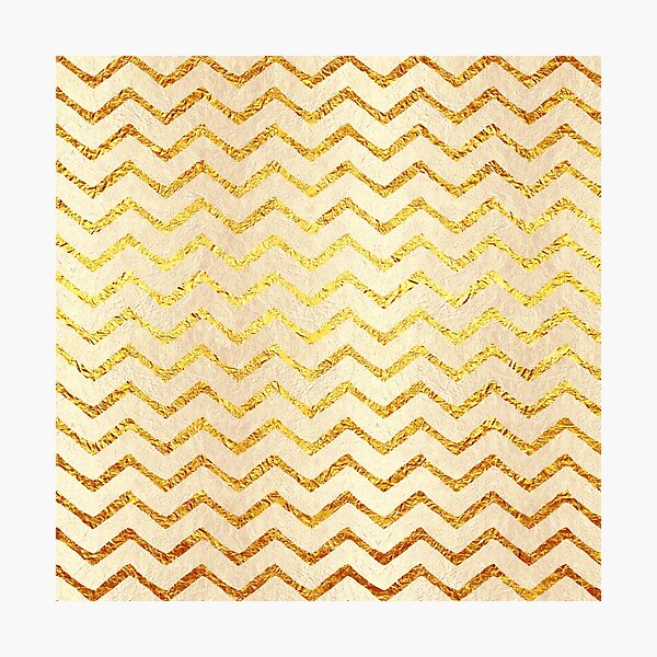 Faux Foil Gold Chevron Patter Photographic Print