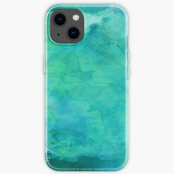 Blue Teal Turquoise Watercolor Background iPhone Soft Case
