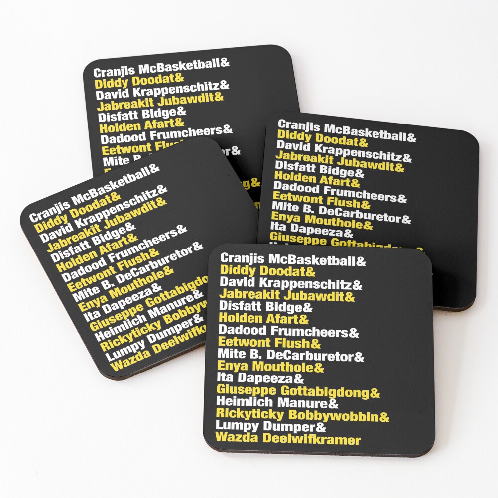 Impractical Jokers Name Game List" Coasters (Set of 4) for Sale by  JordanWDesign | Redbubble