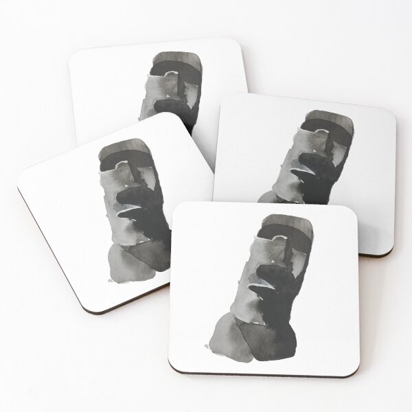 Item preview, Chilean Moai from Easter Island in watercolor designed and sold by Daniela Ponzini Montes.