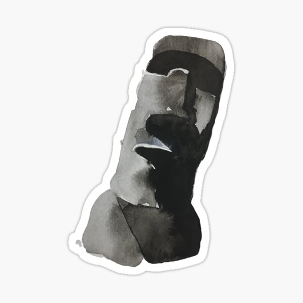 Item preview, Chilean Moai from Easter Island in watercolor designed and sold by Daniela Ponzini Montes.