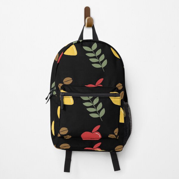 Item preview, Coffee Fruit and Veggie Pattern Black Background designed and sold by Brat-Cat-Shirts.