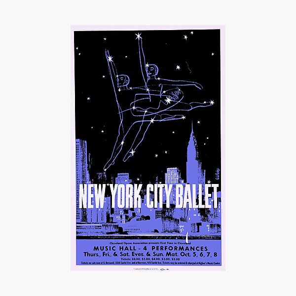 Item preview, 1960s Vintage Ballet Poster: New York City Ballet Cleveland Opera Association Presents First Time In Cleveland Music Hall designed and sold by bellatierra.