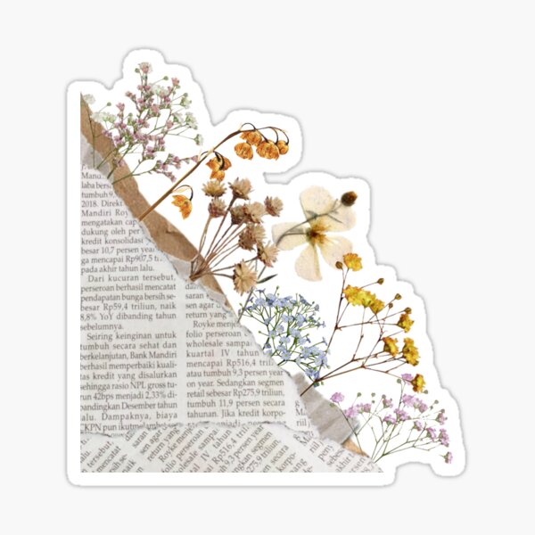 Newspaper Flowers Sticker For Sale By Babygcreative Redbubble