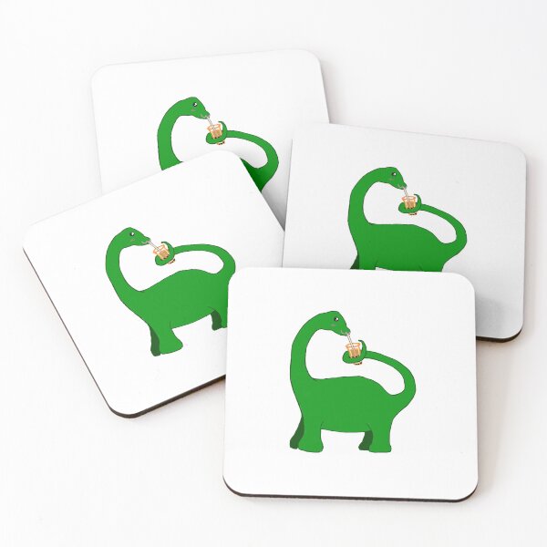 Item preview, dino boba (long neck dinosaur holding bubble tea with tail) designed and sold by leiriin.