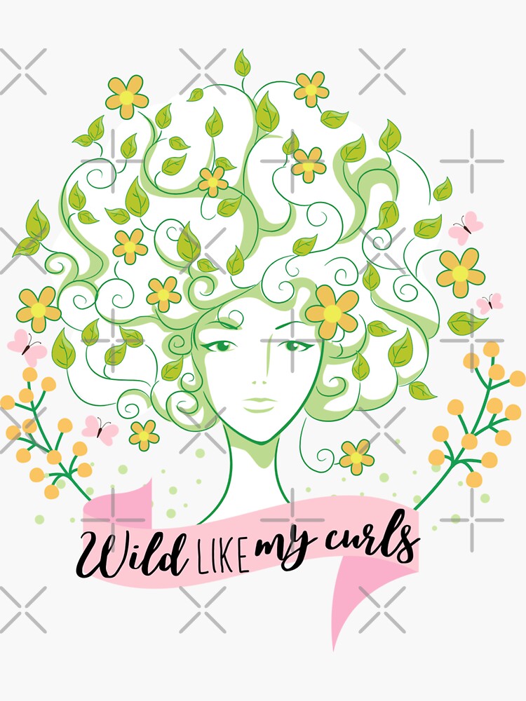 Thumbnail 3 of 3, Sticker, Wild Like My Curls designed and sold by Dollfacedesign.