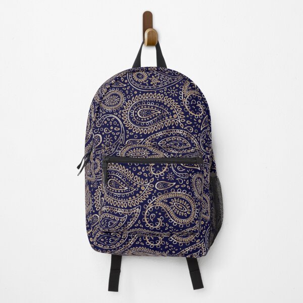 Item preview, Pretty Gold Bohemian Art Paisley Floral Pattern Gradient Beige and Brown on Navy Blue designed and sold by GDCdesigns.