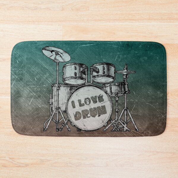 Item preview,  I LOVE DRUM - rose-green on  scratched background - digital paint by Iona Art Digital designed and sold by IonaArtDigital.