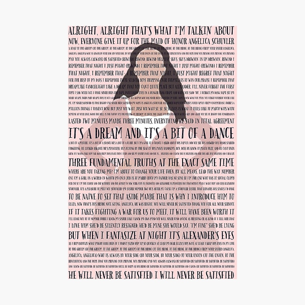 Hamilton Satisfied Full Lyrics Poster By Hypocratees Redbubble