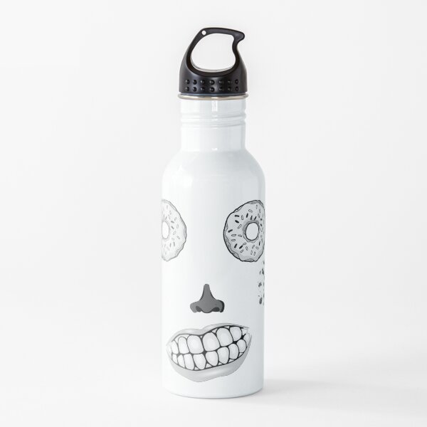 Junk food face greyscale Water Bottle