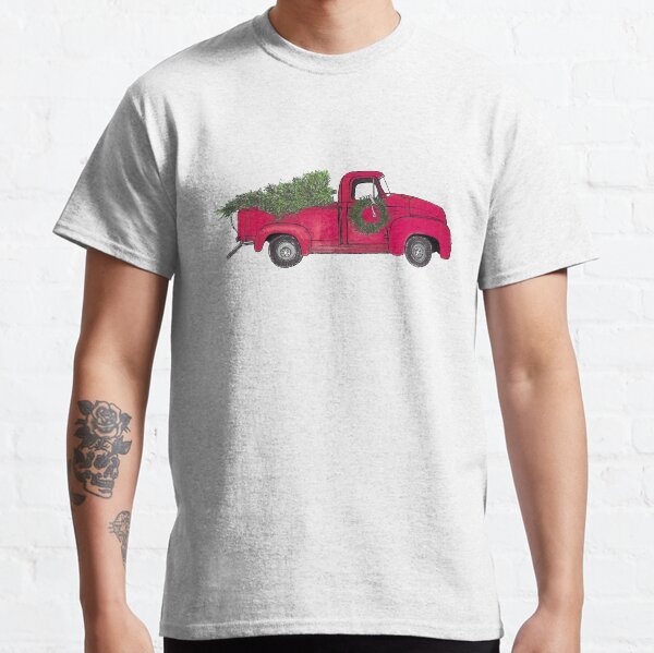 Old Red Truck with Christmas tree Classic T-Shirt