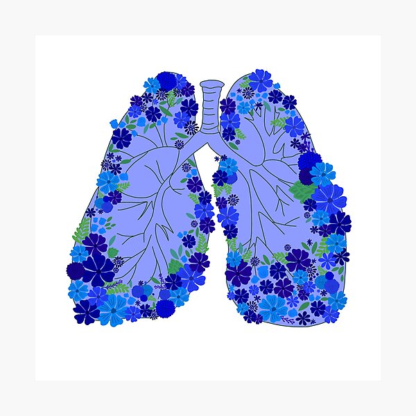 Item preview, DONATE Lungs with Flowers - Blue designed and sold by Emily Boynton.