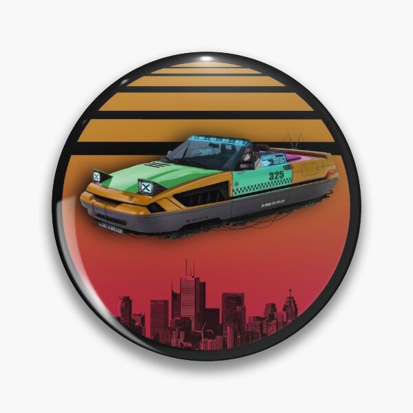 Item preview, Retrofuturistic hover taxi on colored ground designed and sold by dominic0925.