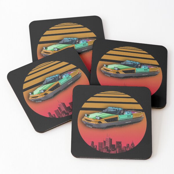 Item preview, Retrofuturistic hover taxi on colored ground designed and sold by dominic0925.