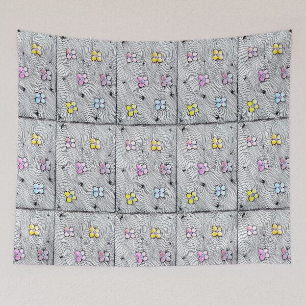 Item preview, Flower pattern - hand drawn inked pens & watercolors pattern - giftcard duvet, covers, comforters, prints canvas and blankets duvet designed and sold by SpiralStairShop.