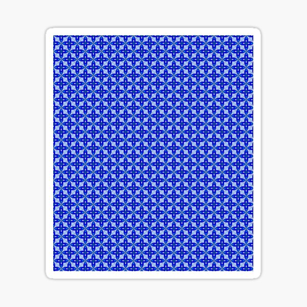Blue Stained Glass Four Flower Tile Pattern Sticker