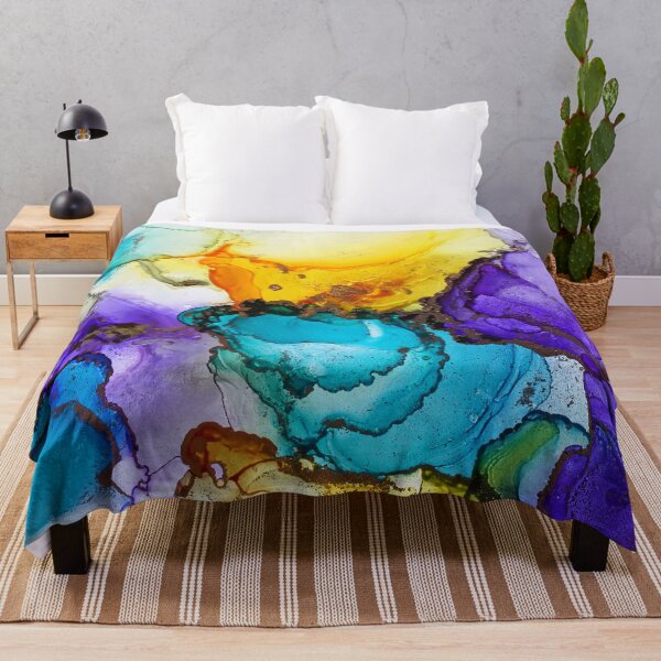 Item preview, Alcohol ink blue, green, turquoise, purple, yellow and brown designed and sold by Arinom.