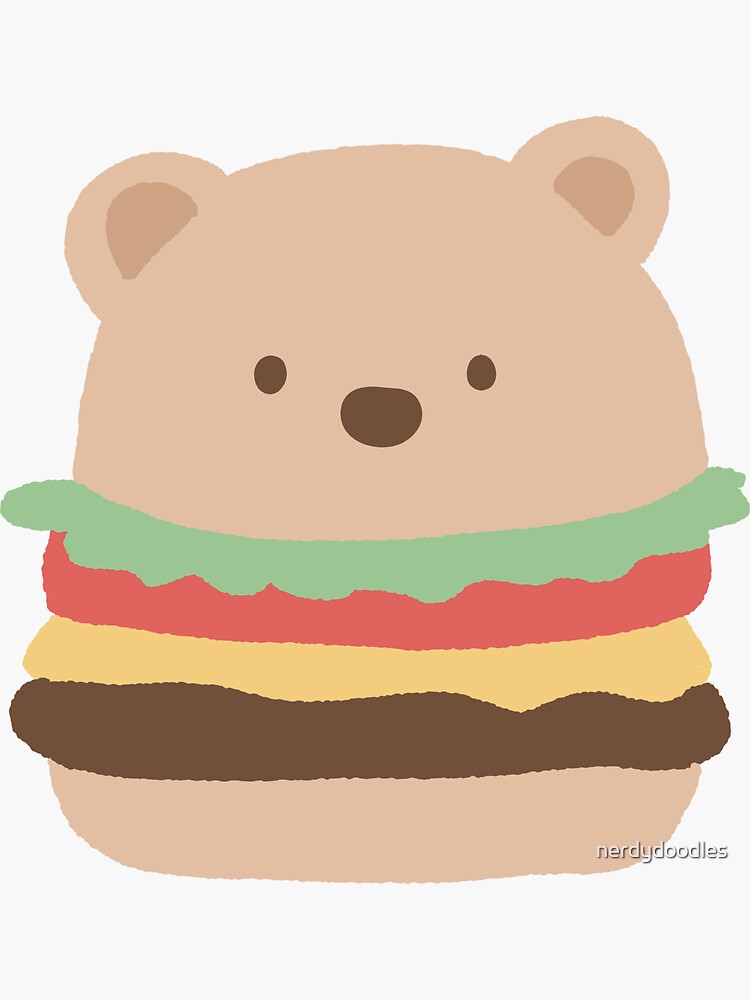 Cute Bear Hamburger Sandwich Sticker for Sale by nerdydoodles