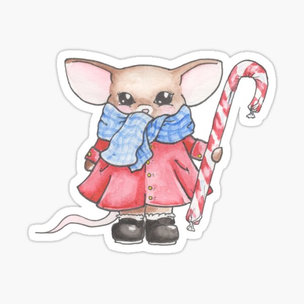 Item preview, Christmas Mouse with Candy Cane designed and sold by rachelclaireart.