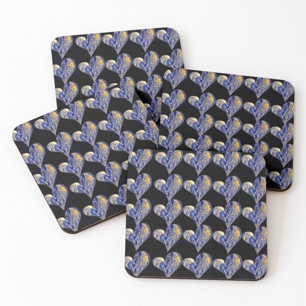 Item preview, Modern Artistic Navy Blue N' Gold Hearts designed and sold by DaughterofYah.