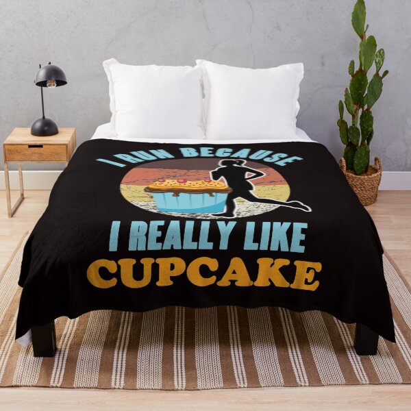 Item preview, I Run Because I Really Like Cupcakes - Funny Retro Sunset Running Woman and Cupcake designed and sold by leo121687.