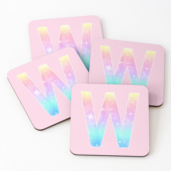 Item preview, The Letter W - Monogram in Kawaii Magical Unicorn Sparkle Pattern designed and sold by Bumblefuzzies.