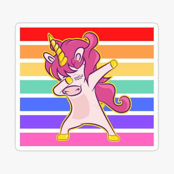 Rainbow Dabbing Unicorn Sticker