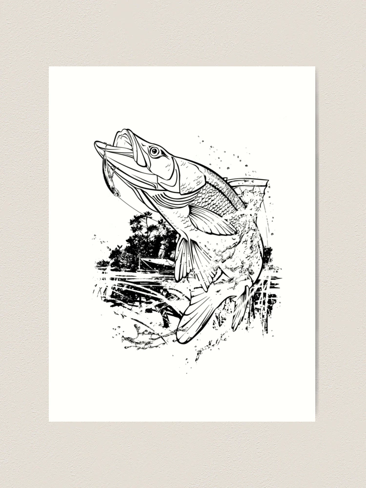 Snook Explosion Metal Fish Print Saltwater Fly Fishing Art 