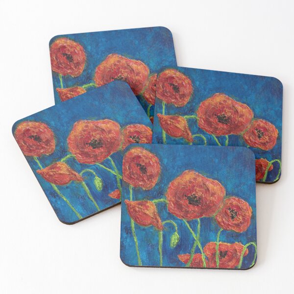 Item preview, Poppies Original Abstract Painted Art with Texture and Bold Color Flowers designed and sold by studioroya.
