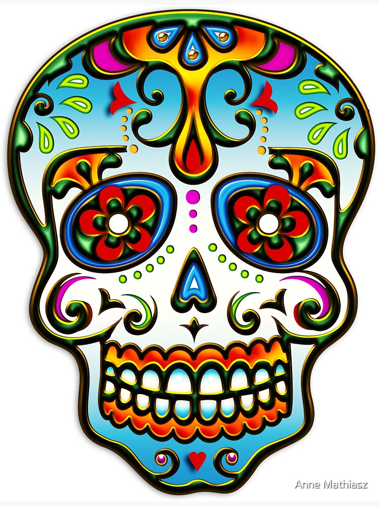 Thumbnail 3 of 3, Magnet, Mexican Sugar Skull, Day of the Dead, Dias de los muertos designed and sold by nitty-gritty.