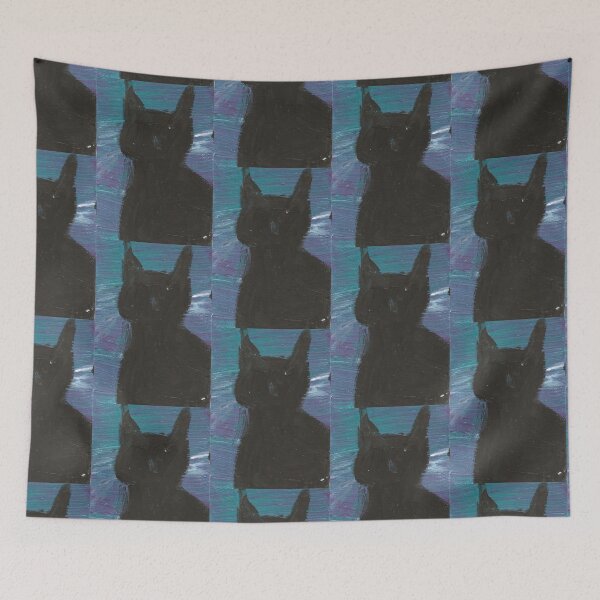 Item preview, Look Away Lucky the Black Cat Acrylic Painting designed and sold by Silver Sky by Janet.