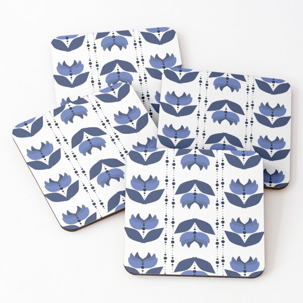 Item preview, Delft Blue Pattern - Simple Modern Tulips designed and sold by AddisonArtworks.