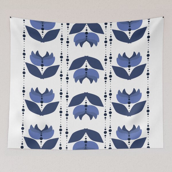 Item preview, Delft Blue Pattern - Simple Modern Tulips designed and sold by AddisonArtworks.