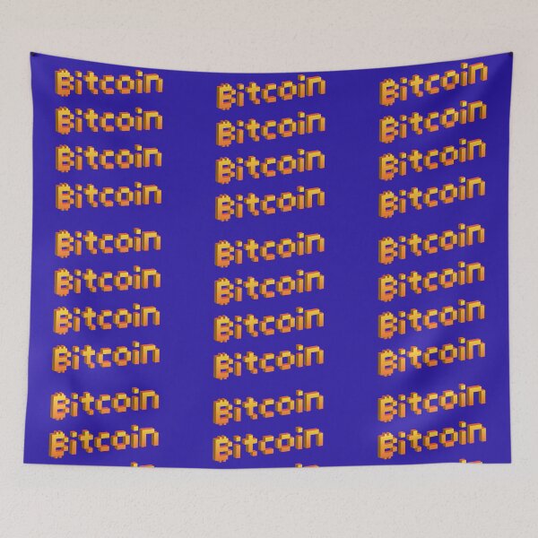 Item preview, Bitcoin 8-Bit Gold Repeat Pattern - Blue Gem designed and sold by johnta17.