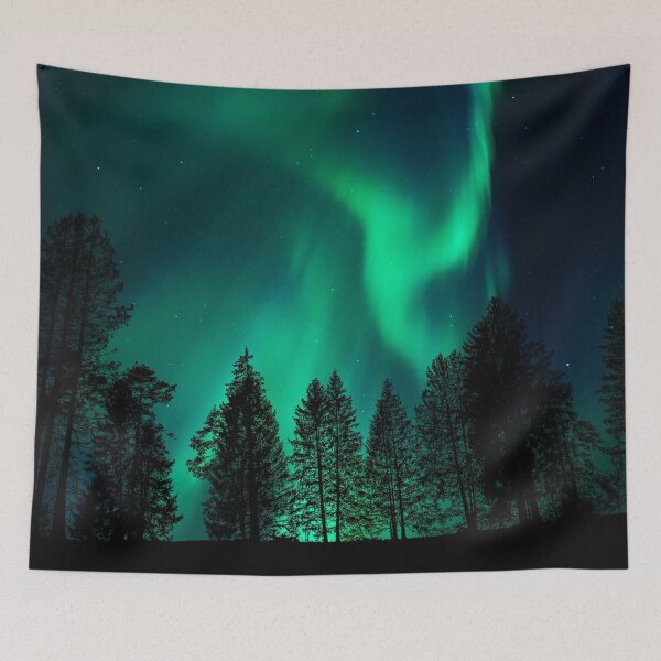 Item preview, Australia southern lights, teal, turquoise, night sky beautiful winter landscape scenery bestseller tapestry designed and sold by August-E.