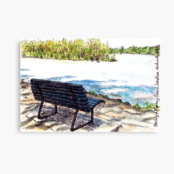 Australian Scene - Junction of Darling and Murray Rivers, Wentworth, NSW, Aus. Canvas Print