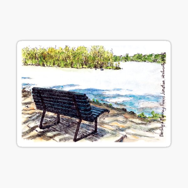 Australian Scene - Junction of Darling and Murray Rivers, Wentworth, NSW, Aus. Sticker