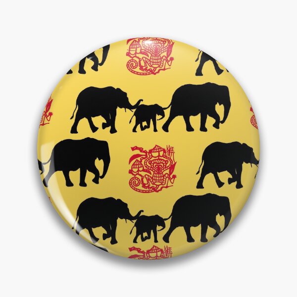 Item preview, Elephant Family and Monkey in Red and Black on Yellow designed and sold by AlteredAtelier.