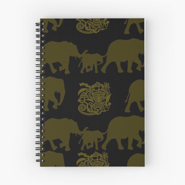 Item preview, Elephant Family and Monkey in Gold on Black designed and sold by AlteredAtelier.