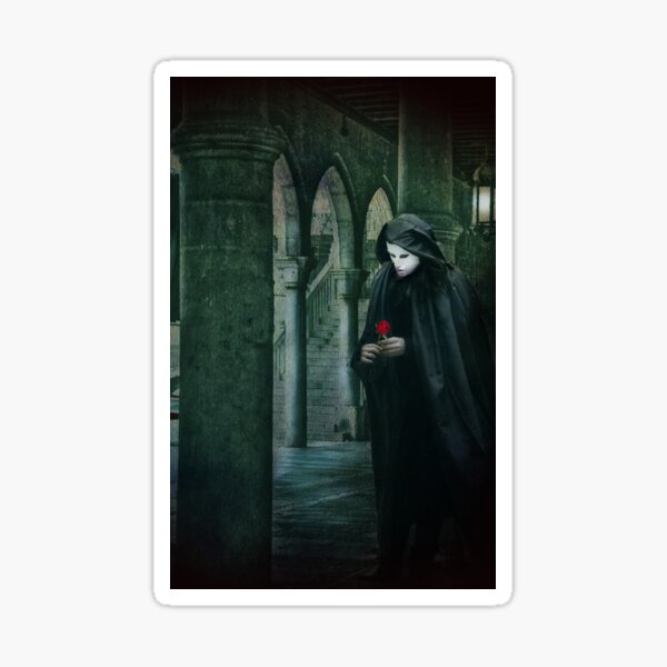 Venice, Carnival memories, masked man with rose Sticker
