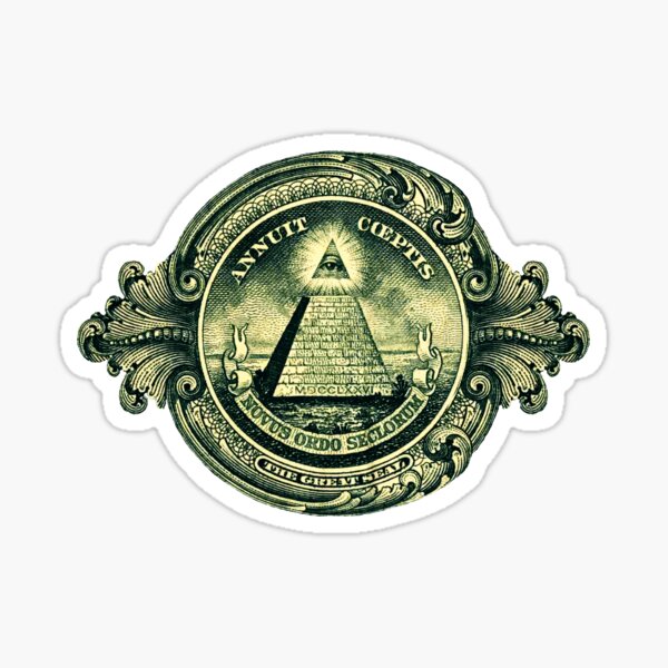 All-seeing eye, pyramid, All-seeing eye of God, dollar, America Sticker