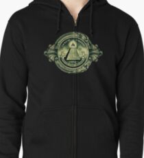 All seeing eye, pyramid, dollar, freemason, god Zipped Hoodie