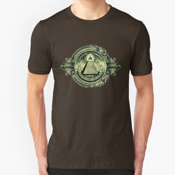 All-seeing eye, pyramid, All-seeing eye of God, dollar, America Slim Fit T-Shirt