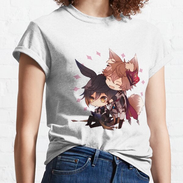 Genshin Impact Chibi Childe and Zhongli Classic T-Shirt