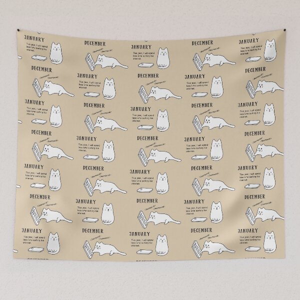 Item preview, Doomscrolling Cat - New Year’s Resolution (Fawn) designed and sold by ImperfectLife.